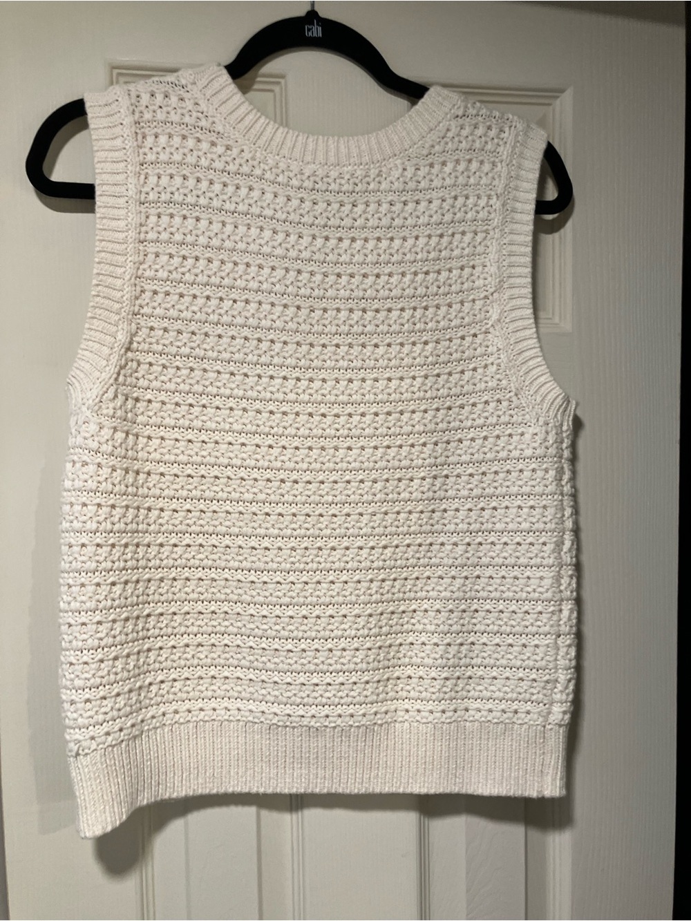 Cabi Shelly Sleeveless Crochet Knit vest Top - Cream - Picture 3 of 3